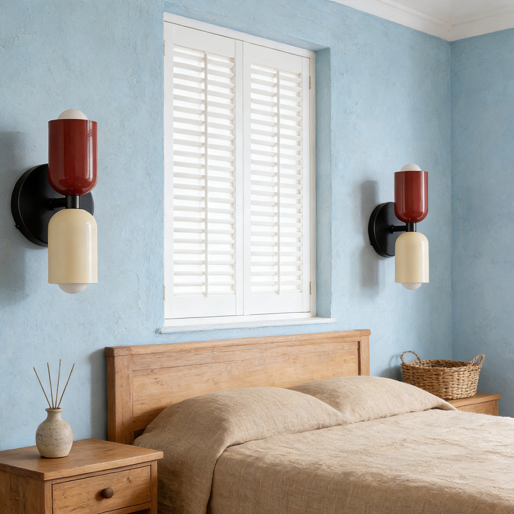 Modern Cream Style Short Double Head Bedside Wall Light