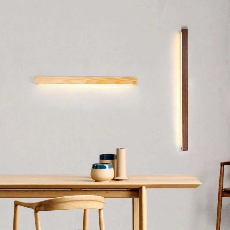 Nordic Simple Wood LED Simple Mirror Bathroom Wall Lighting