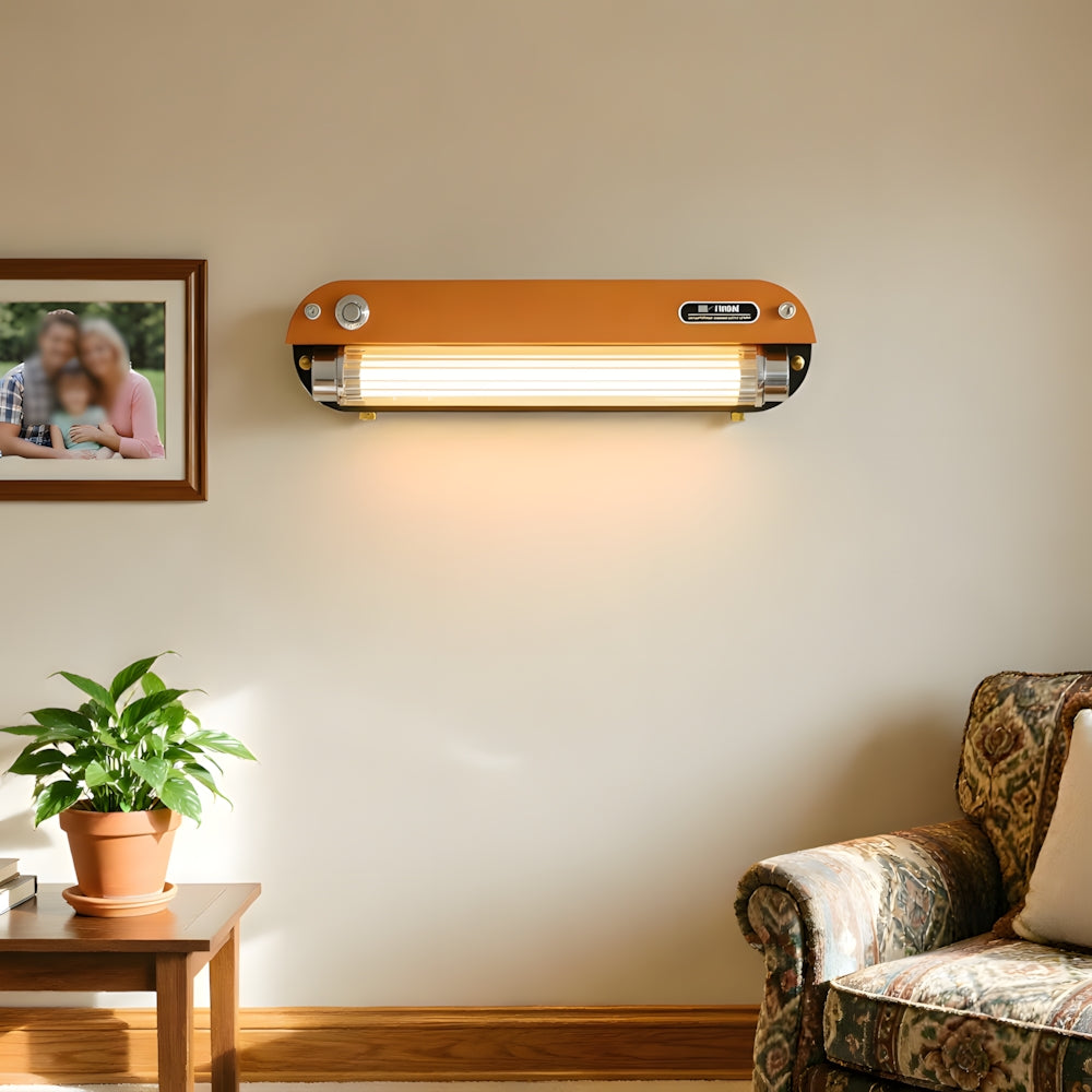 Vintage Industrial Ellipse Orange lron LED Wall Light