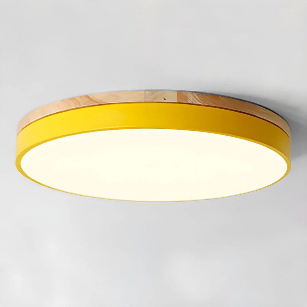 Nordic Simple Wooden Round Shape Flush Mount Ceiling Lights