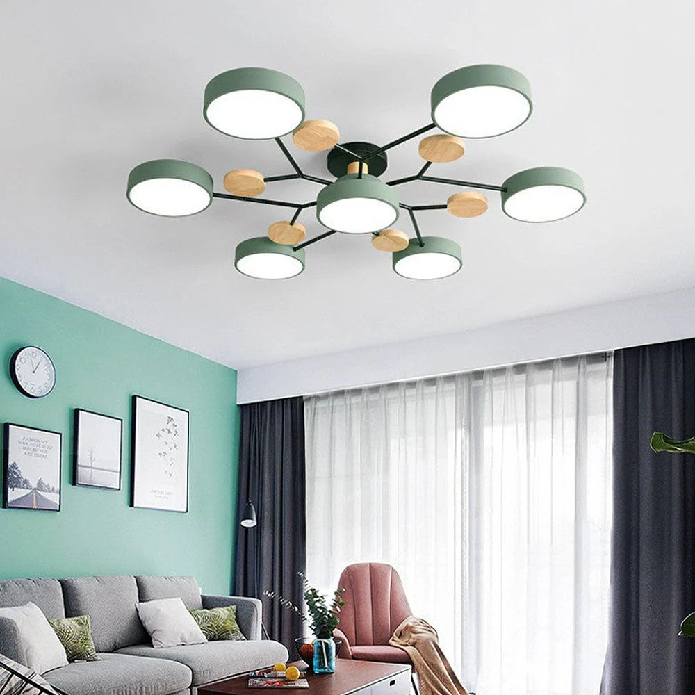 Nordic Style Creative Iron LED Semi-Flush Living Room Ceiling Light