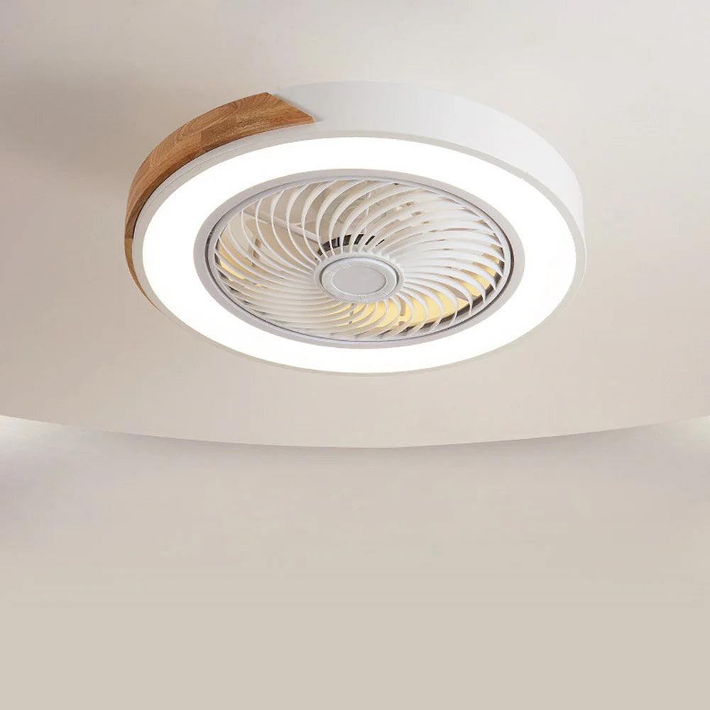 Nordic Wooden Round Ceiling fan with LED Light