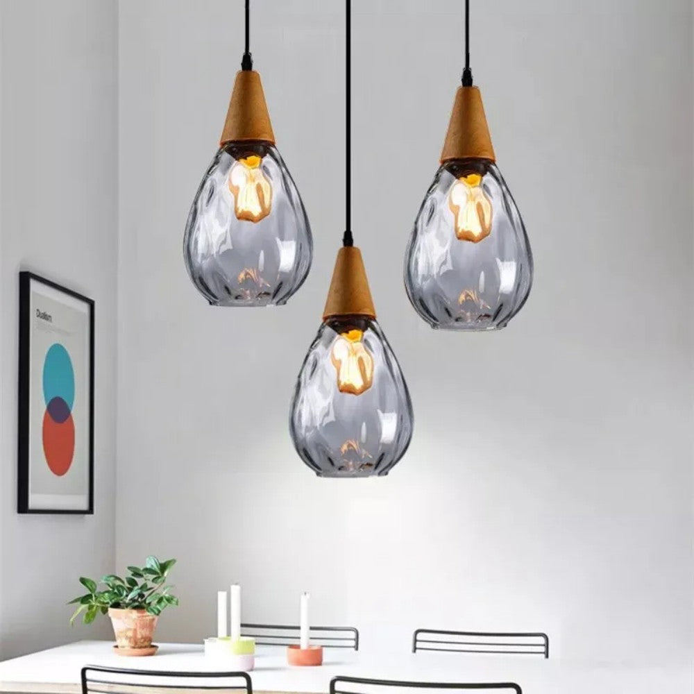 Retro Water Pattern Glass Pendant Lighting Over Kitchen Island